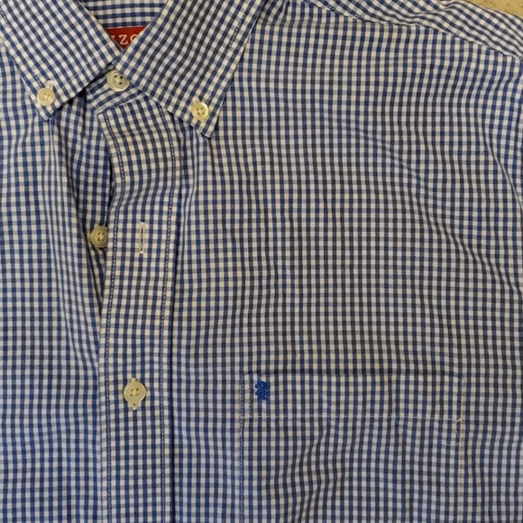 Izod blue & white gingham button up - Picture 2 of 4